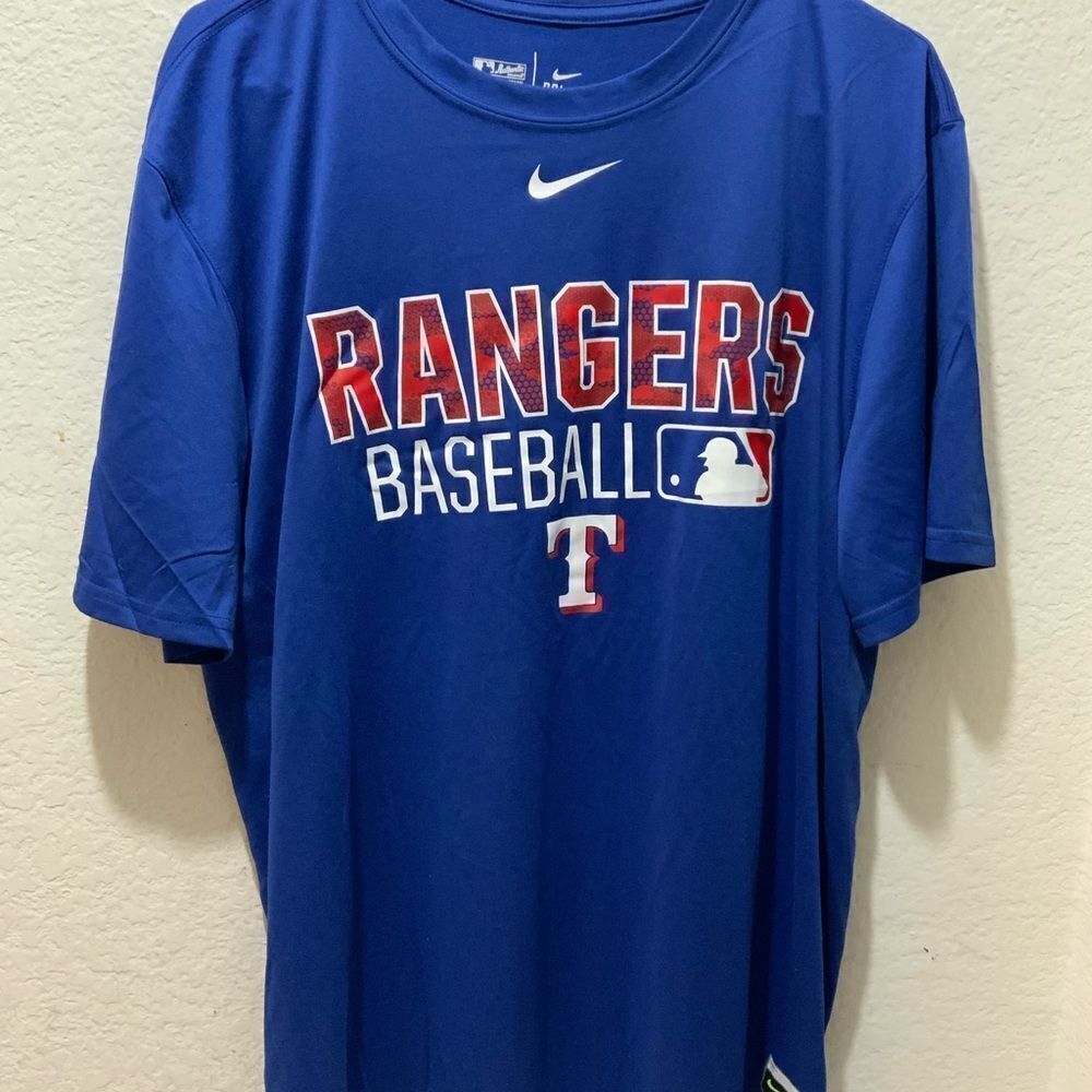 New Mens Nike Dri-Fit Authentic Collection Performance Texas Ranger T-Shirt XL